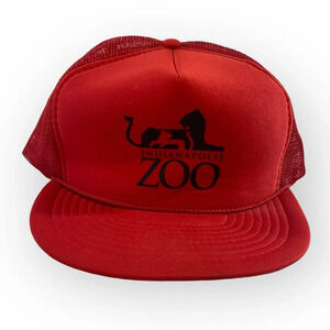 Vintage Indianapolis Zoo Snapback Trucker Cap Hat Unisex OS Adult Red Foam Mesh